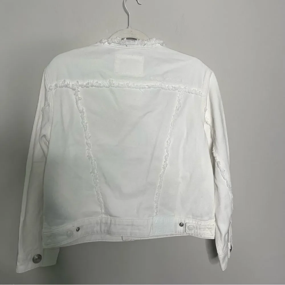 $398 Zadig & Voltaire Kaely Destroy Denim Jacket in White NWT small